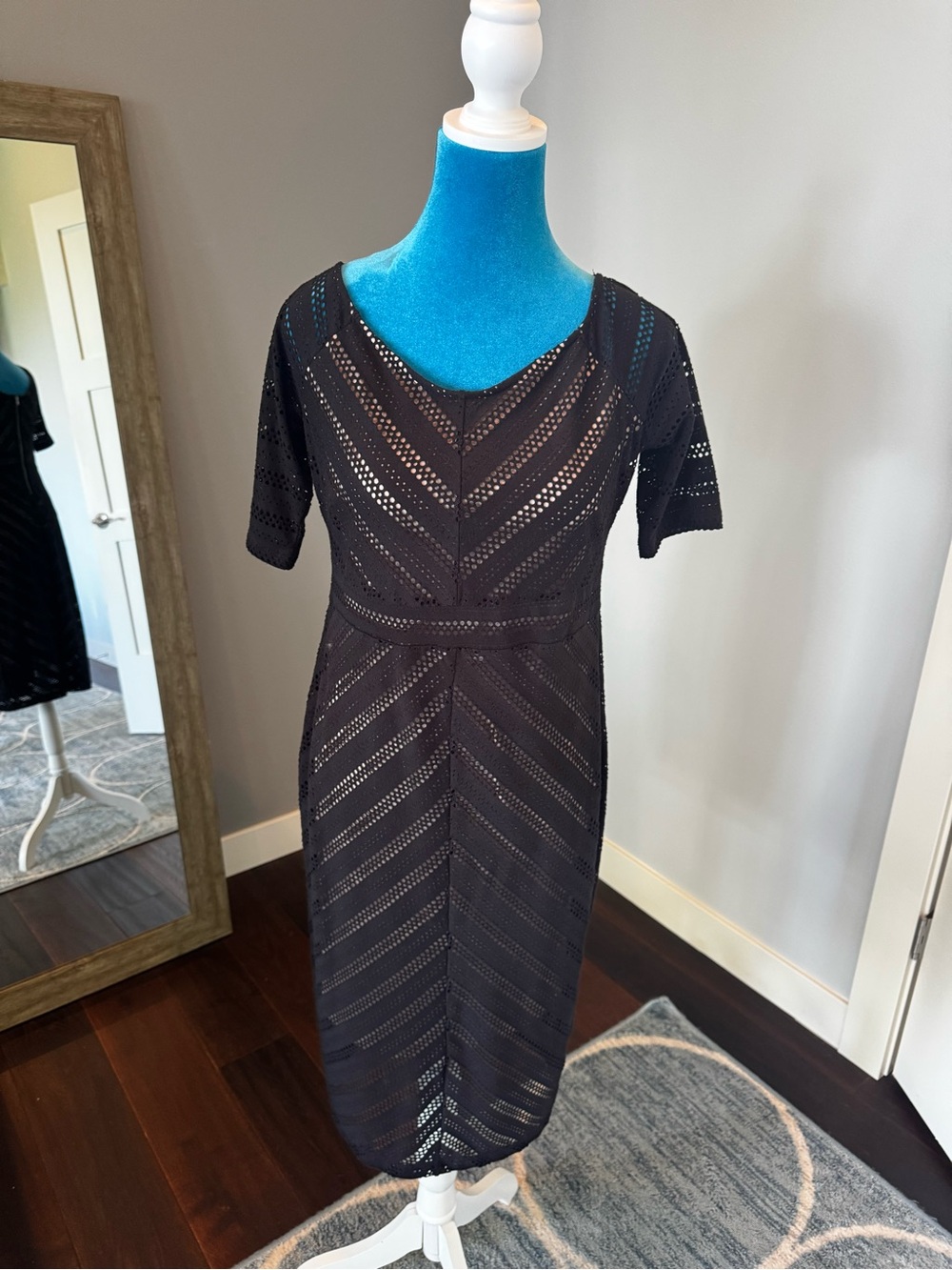 Motherhood Black Eyelet Midi Dress